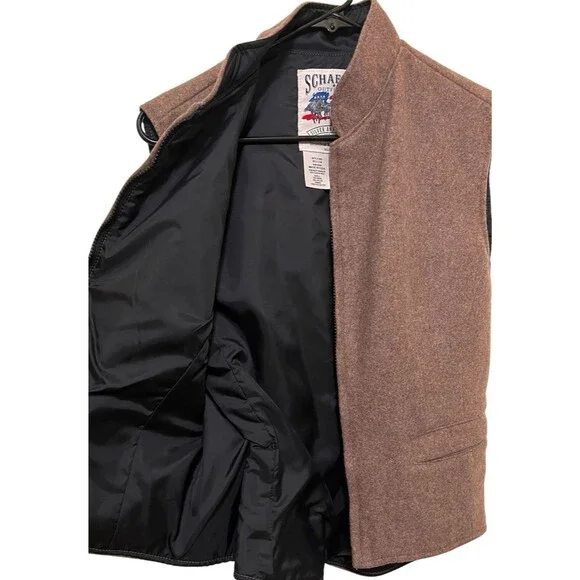 SCHAEFER OUTFITTER Tan Cheyenne Wool Zip Vest Western Ranch Wear USA Women's MED - Picture 6 of 8